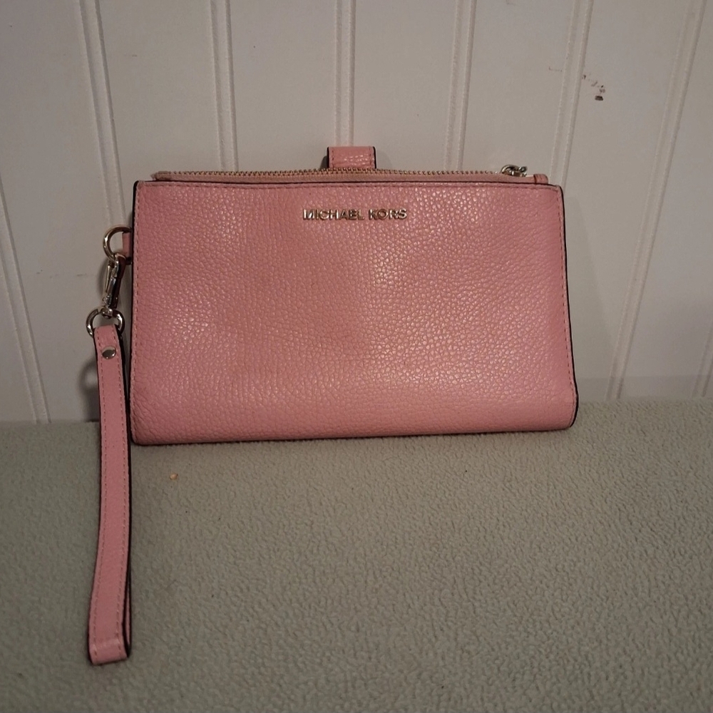 Michael Kors Pink Leather Wristlet Clutch